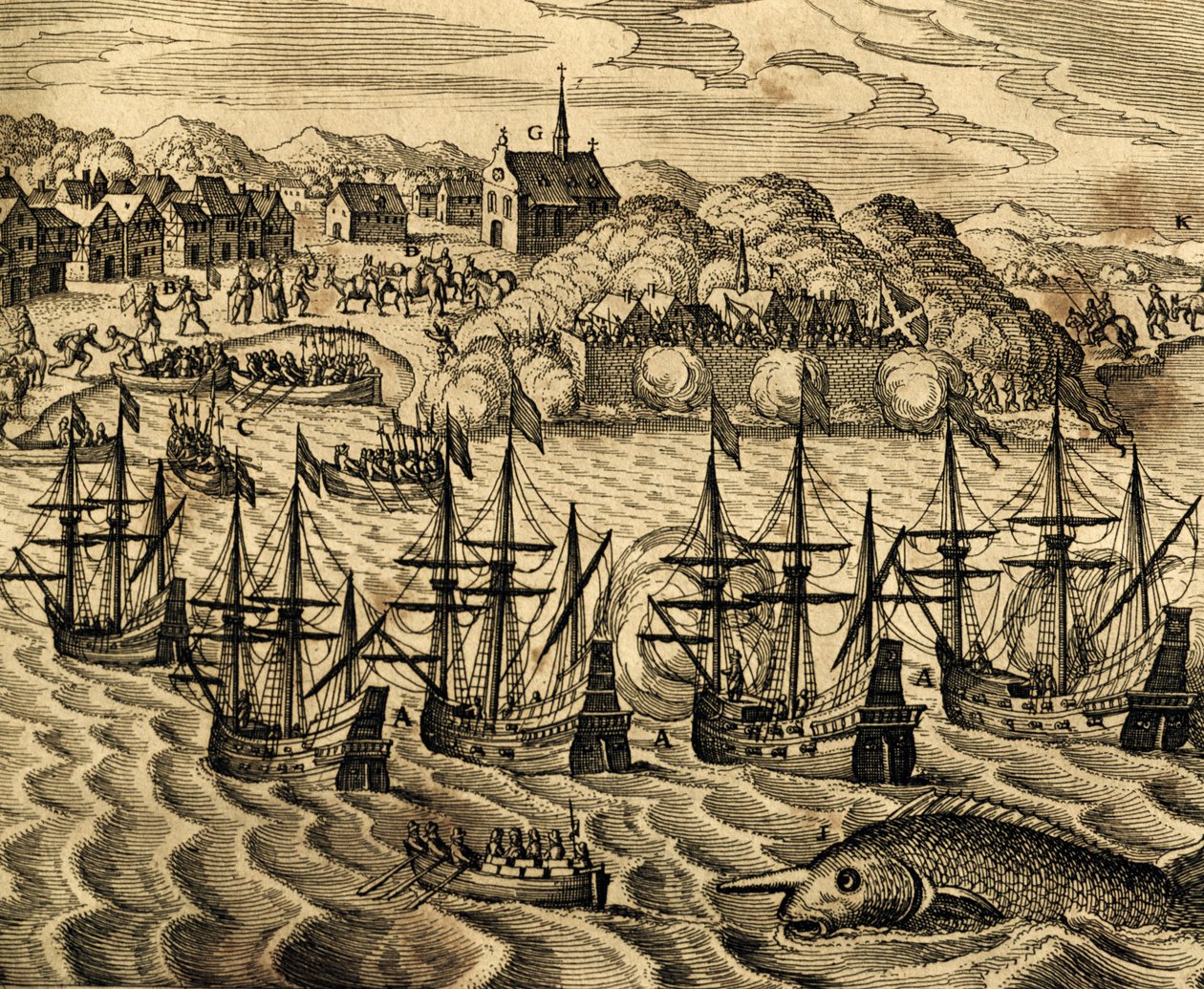 Widok portu Acapulco w Meksyku, rycina z Historii Americae, Theodor de Bry (1528-1598), Frankfurt autorstwa Theodore de Bry
