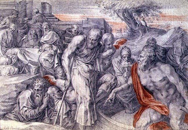 Łódka Charona (ołówek i czerwona kreda na papierze) autorstwa Theodore van Thulden