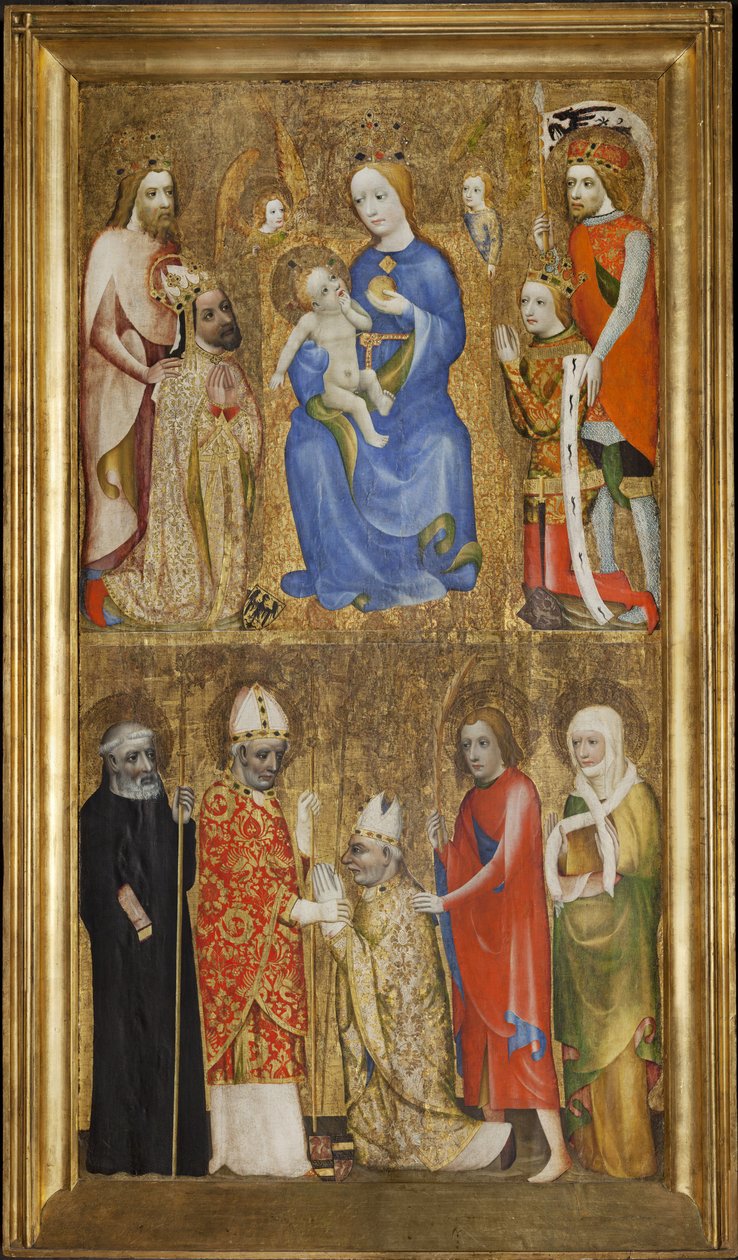Obraz wotywny arcybiskupa Jana Ocko z Vlasim (Johann Otschko von Wlaschim) (1292-1380) - Obraz wotywny arcybiskupa Jana Ocko z Vlasim - (koło) Teodoryk z Pragi (czynny ok. 1360-1380). Tempera na desce, przed 1371. Galeria Narodowa, Praga autorstwa Theodoricus of Prague