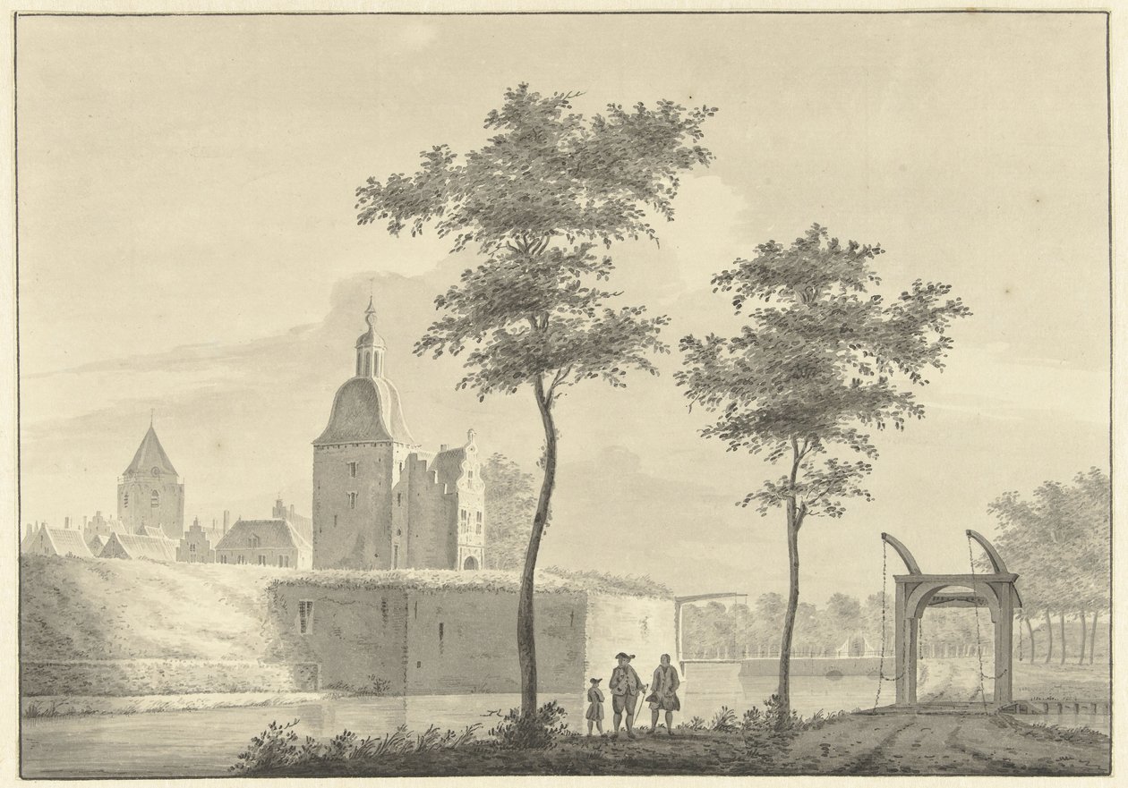 Brama Leiden w Woerden autorstwa Theodorus Cornelis Schutter