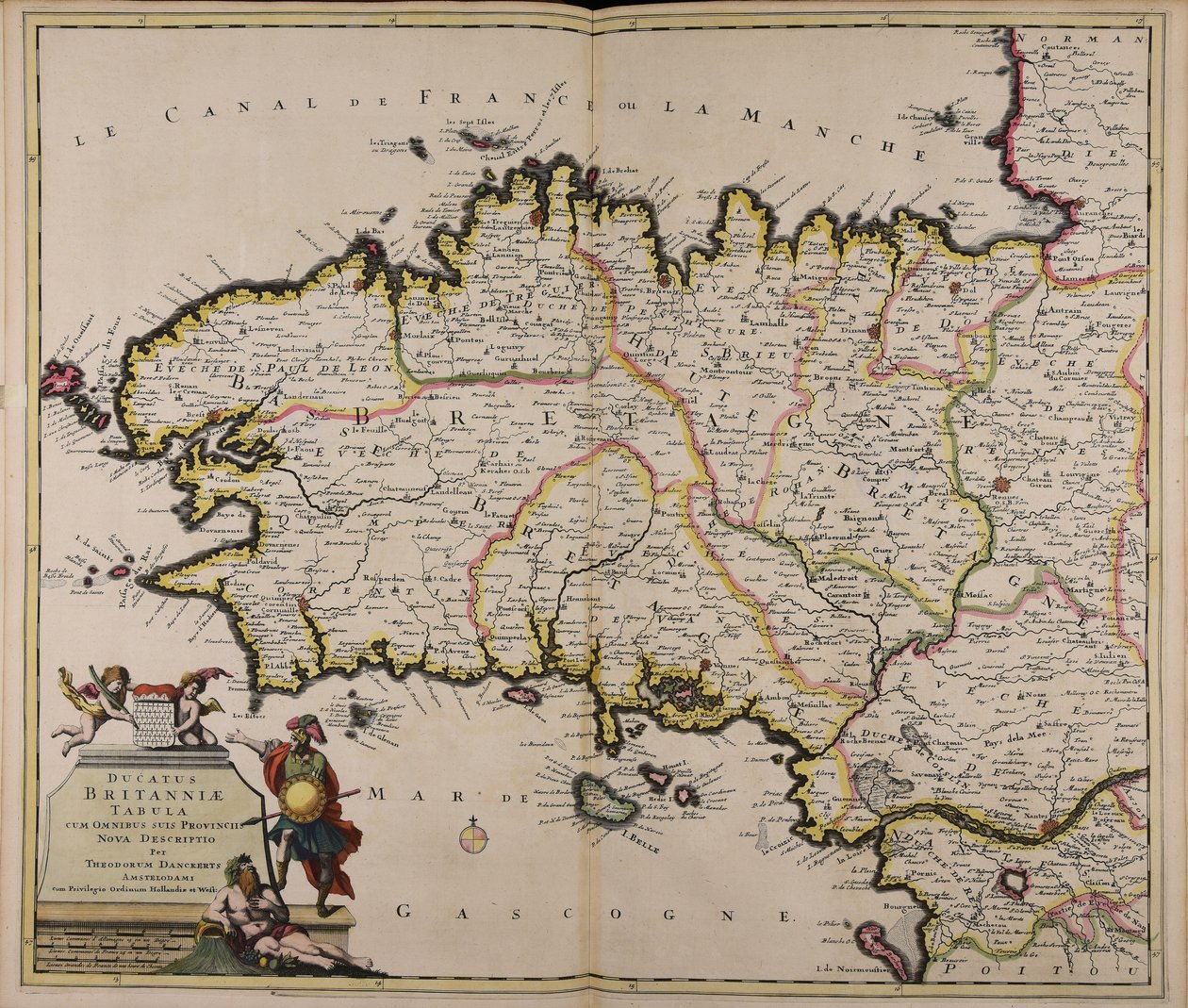 Ducatus Britanniae tabula cum omnibus suis provinciis nova descriptio autorstwa Theodorus Danckerts