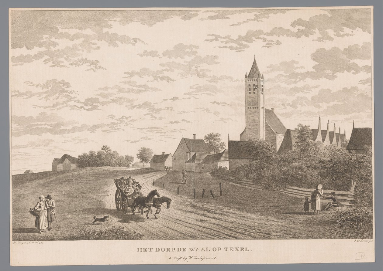 Widok wsi De Waal w Texel Wieś De Waal na Texel (tytuł na obiekcie) autorstwa Theodorus de Roode