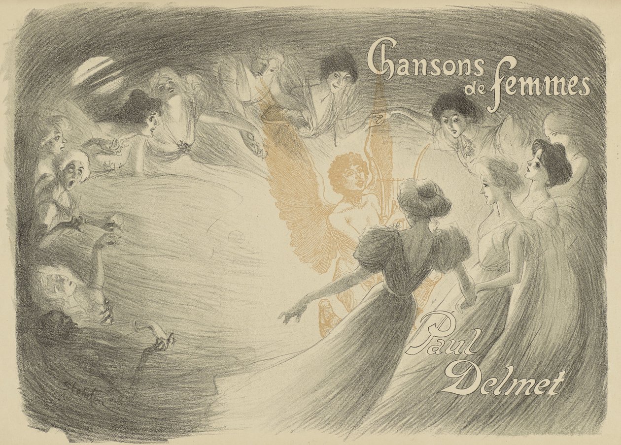 Viršelis iš knygos Chansons de femmes, 1897 (litografijos perkėlimas ant austo popieriaus) autorstwa Théophile Alexandre Steinlen