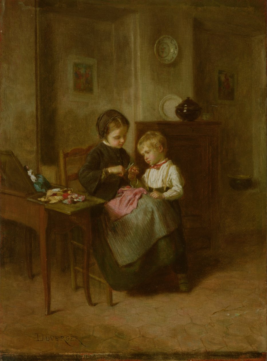 Lekcja szycia autorstwa Theophile Emmanuel Duverger