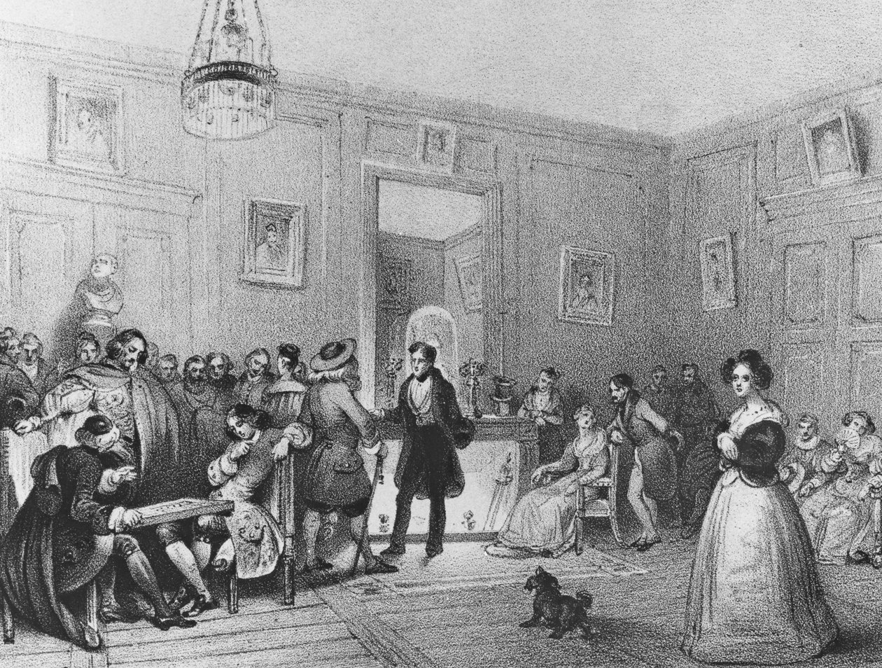 Foyer aktorów w Théâtre Français, grawerowane przez Pierre