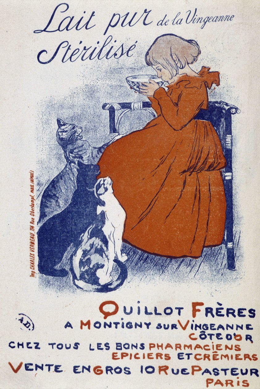 Plakat reklamowy czystego mleka Vingeonne - autorstwa Steinlen autorstwa Théophile Alexandre Steinlen