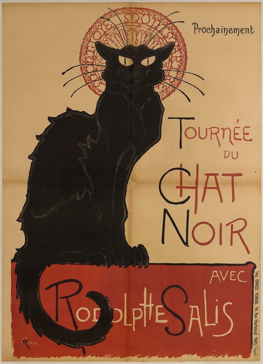 Plakat reklamowy trasy koncertowej Cabaret du Chat Noir autorstwa Théophile Alexandre Steinlen