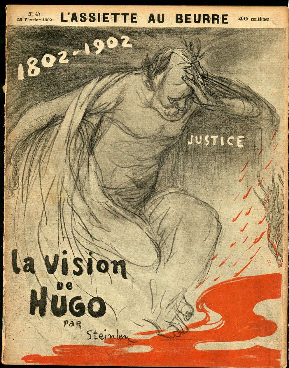 Okładka „”L’Plate au beurre””, nr 47, Satyryczna w kolorach autorstwa Théophile Alexandre Steinlen