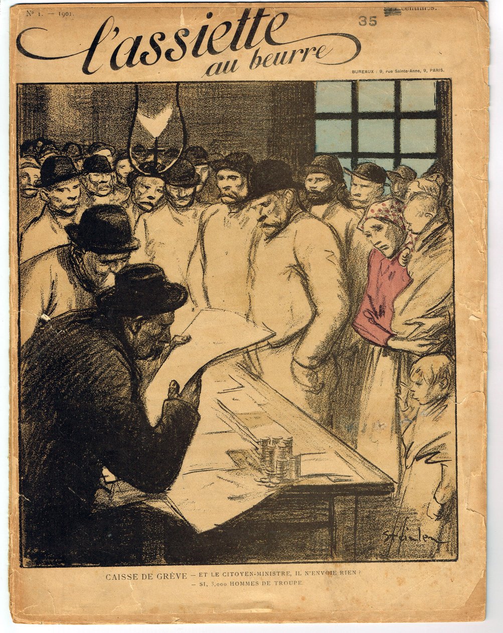Okładka „The Butter Plate”, nr 1, Satyryczna w Kolorach autorstwa Théophile Alexandre Steinlen