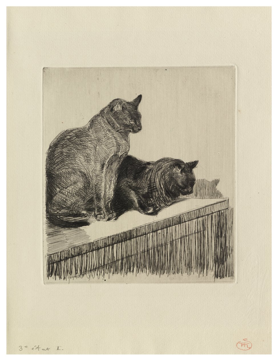 Dwa koty na meblu autorstwa Théophile Alexandre Steinlen