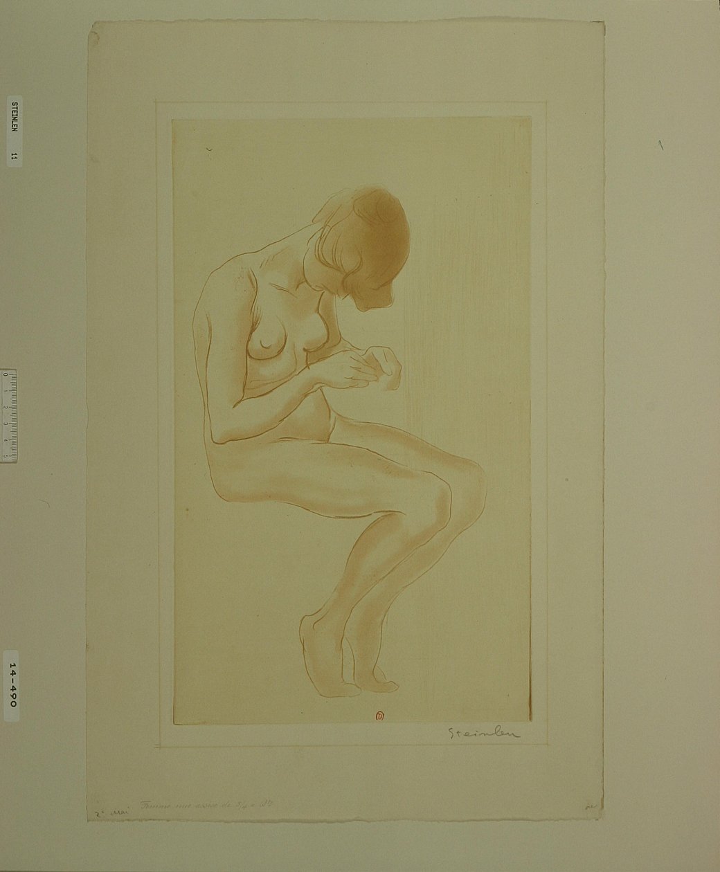 [Kobieta malująca paznokcie (szóste wielkie akt)] autorstwa Théophile Alexandre Steinlen