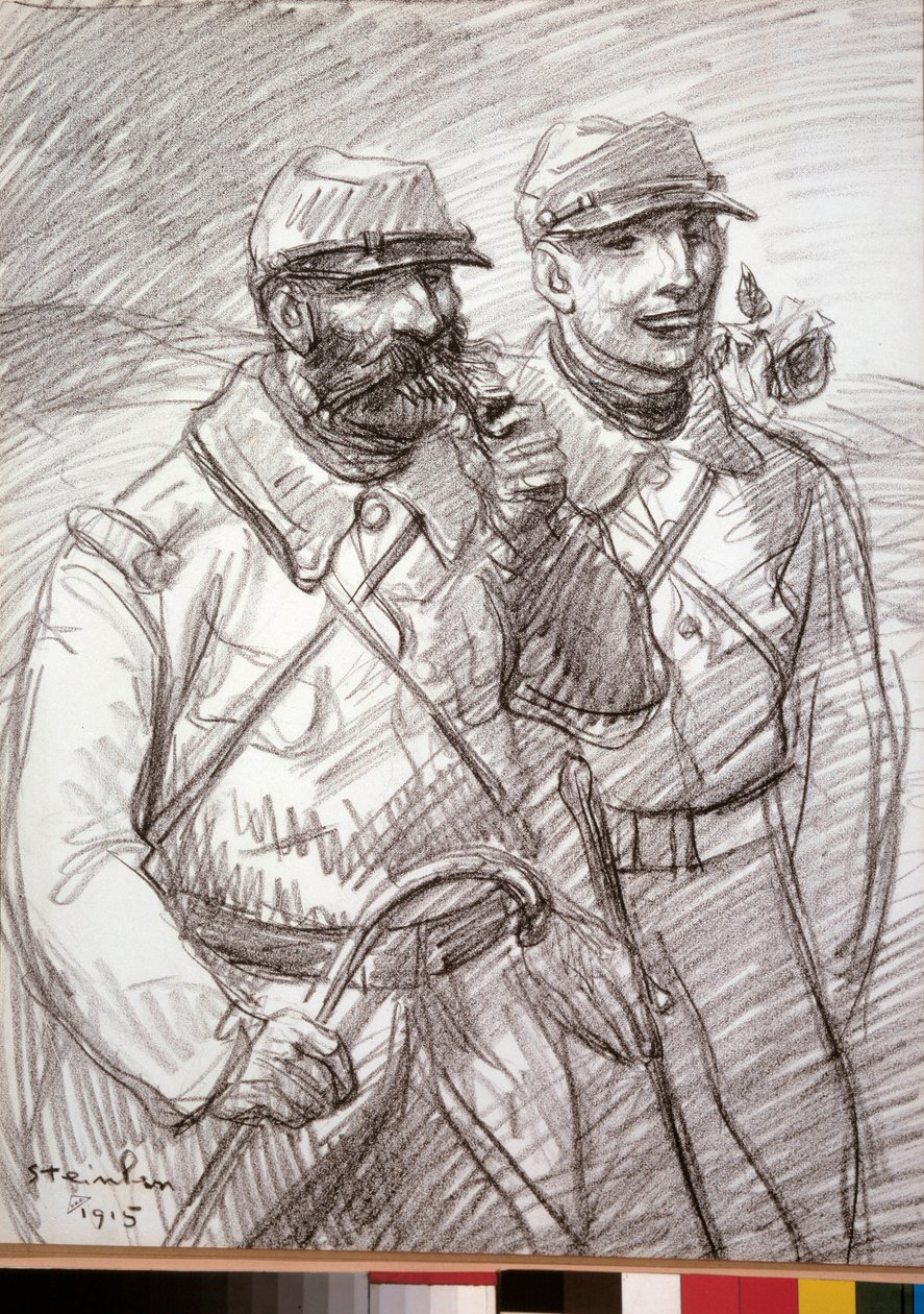 I wojna światowa: „Włochaty w 1915”, żołnierze francuscy. Rysunek Teofila Alexandre Steinlena (1859-1923) autorstwa Théophile Alexandre Steinlen