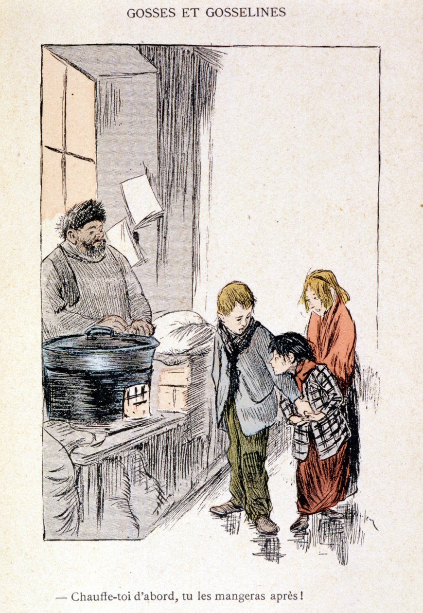 Kids and Gosselines: Najpierw podgrzej się, potem je zjesz! w „W życiu” Steinlen 1901 autorstwa Théophile Alexandre Steinlen