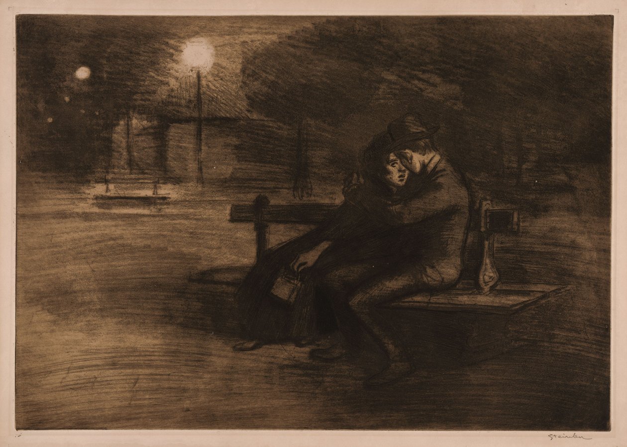 Kochankowie na ławce autorstwa Théophile Alexandre Steinlen