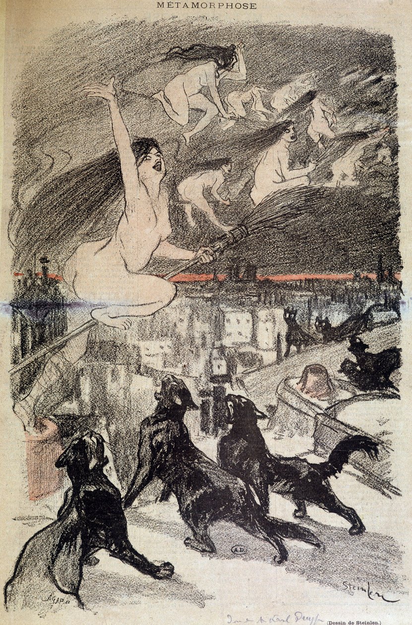 Metamorfoza kotów w czarownice - autorstwa Steinlen autorstwa Théophile Alexandre Steinlen