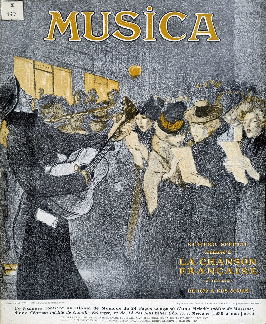 Nocne imprezy w Montmartre. Okładka Steinlen dla magazynu „Muzyka” z listopada 1908 roku. autorstwa Théophile Alexandre Steinlen
