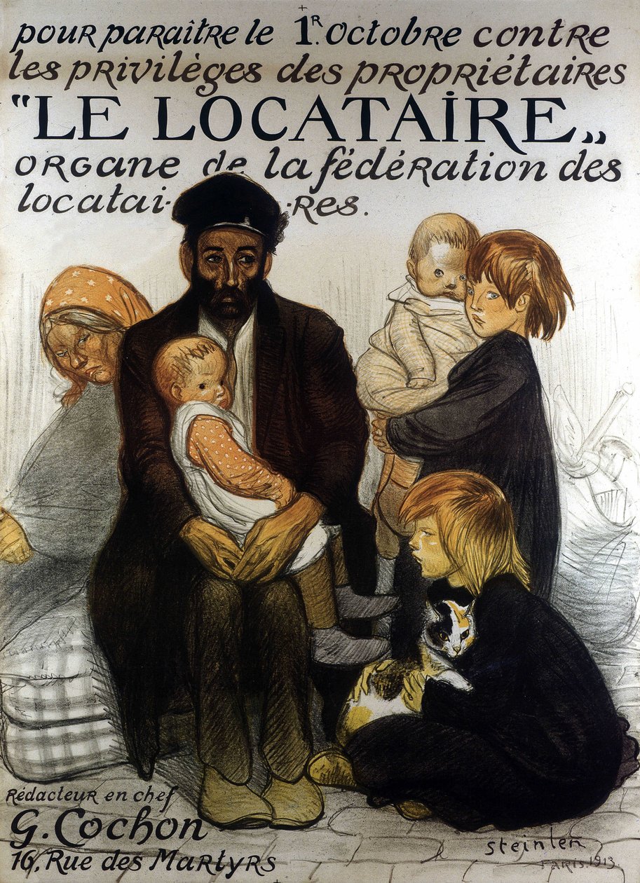 Plakat prezentacji Federacji Lokatorów, Paryż 1913 (plakat) autorstwa Théophile Alexandre Steinlen