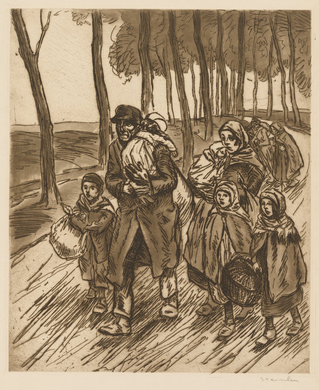 Rodzina uchodźców autorstwa Théophile Alexandre Steinlen