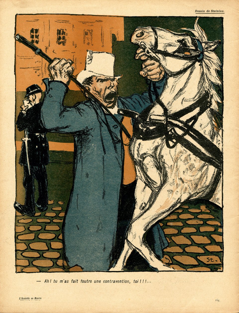 Talerz Masłowy, Satyryczny w Kolorach autorstwa Théophile Alexandre Steinlen