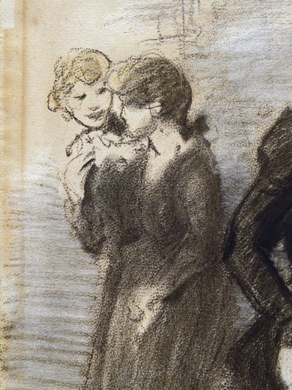 Wyjście midinetek (detal) (przed 1907). Teofil Alexandre Steinlen (1859-1923). Węgiel i pastel na papierze. Musee des Beaux-Arts de la Ville de Paris, PeuPalais. autorstwa Théophile Alexandre Steinlen