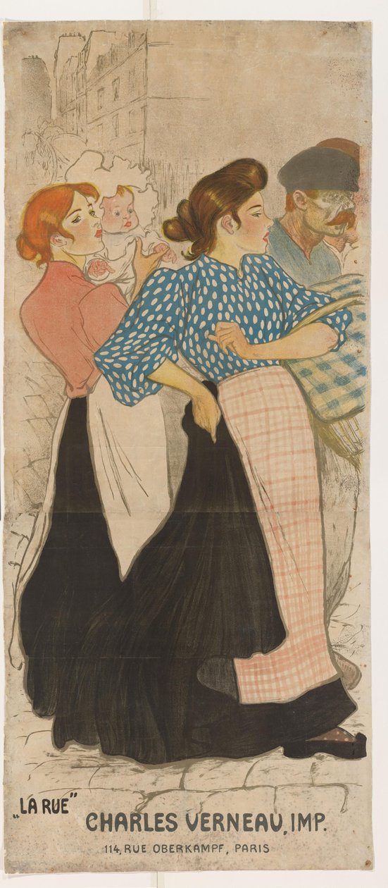 Dwie kobiety i mężczyzna na ulicy autorstwa Théophile Alexandre Steinlen