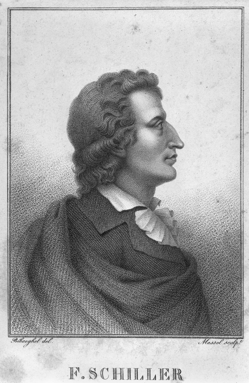 Friedrich Schiller (1759-1805) sztychowany przez Massola (zm.1831) (rycina) (fot. bw) autorstwa Theophile Behaeghel