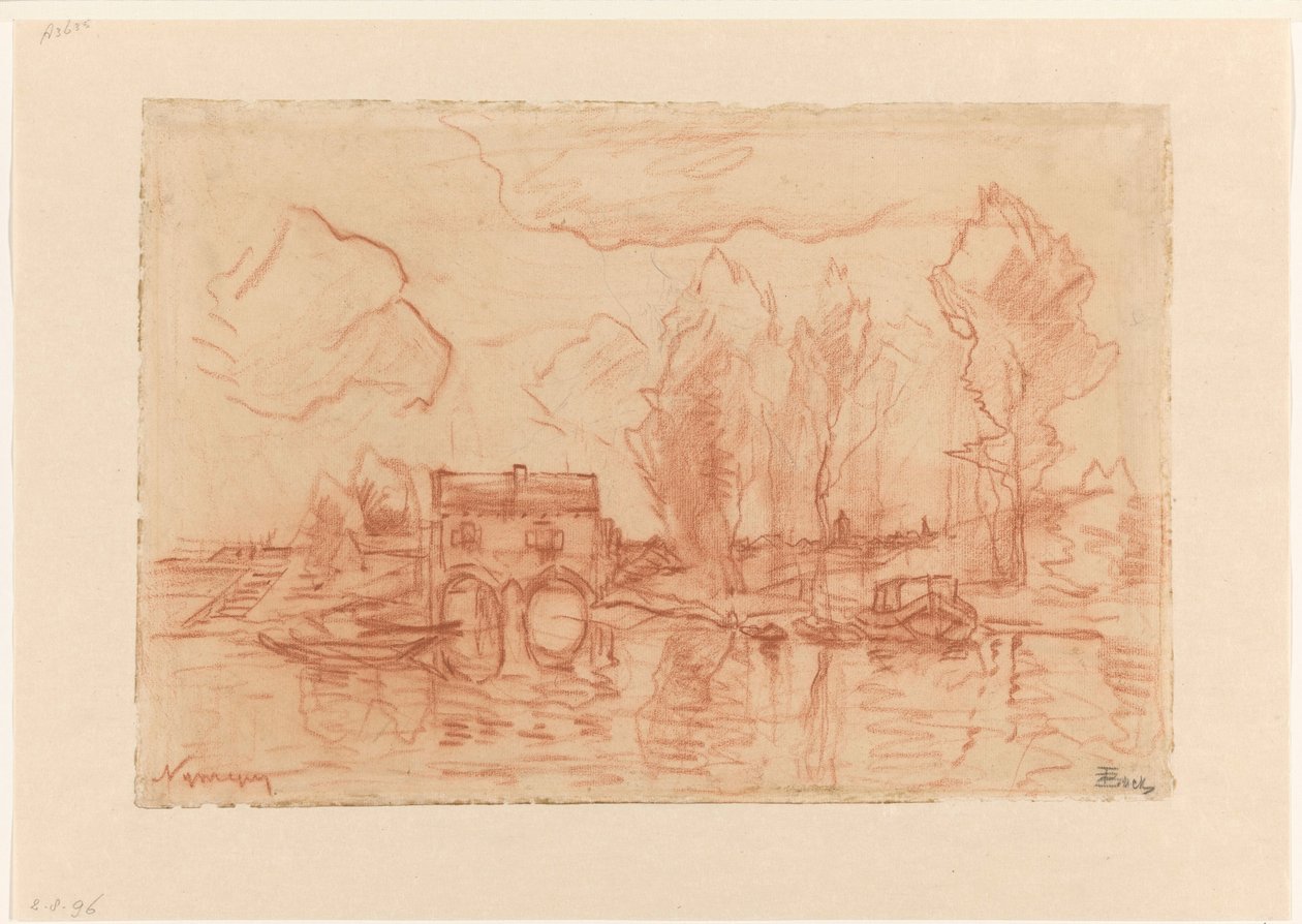 Krajobraz w pobliżu Nijmegen autorstwa Theophile de Bock