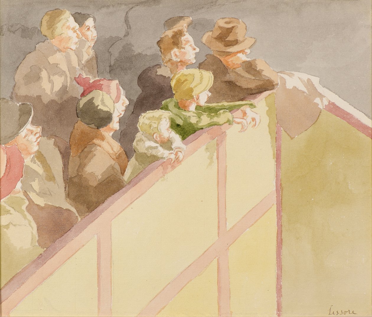Publiczność w Islington Circus (akwarela) autorstwa Therese Lessore