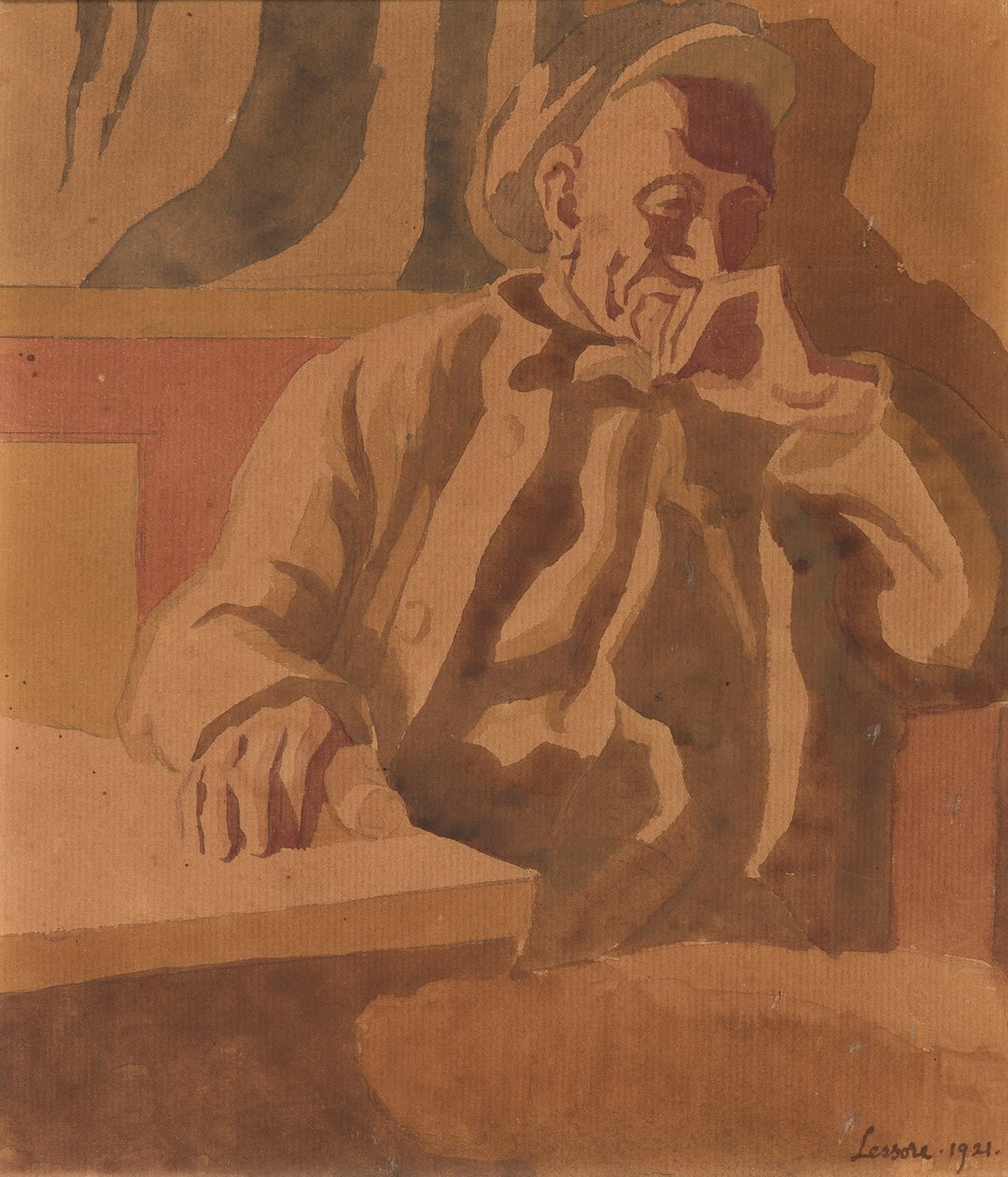 Myśliciel, 1921 (wc na papierze) autorstwa Therese Lessore