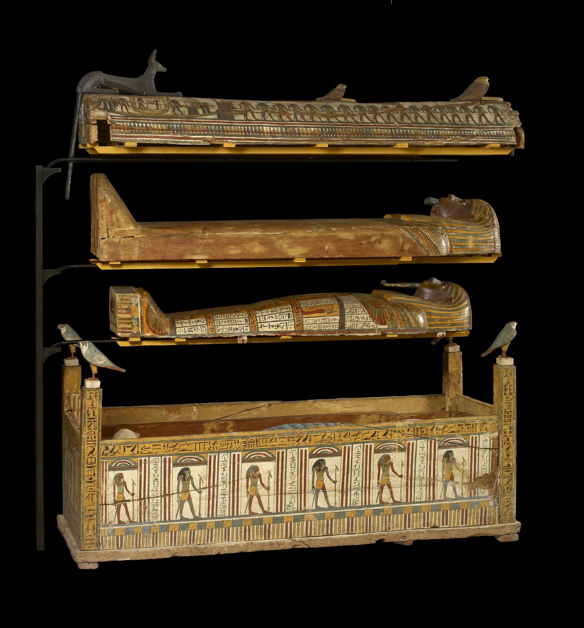 Djeddjehutefankh, kompletna mumia w wewnętrznej trumnie z drewna i kości autorstwa Third Intermediate Period Egyptian