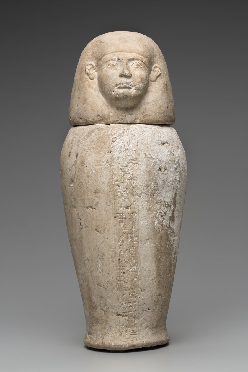 Słój kanopski z głową człowieka (wapień) autorstwa Third Intermediate Period Egyptian