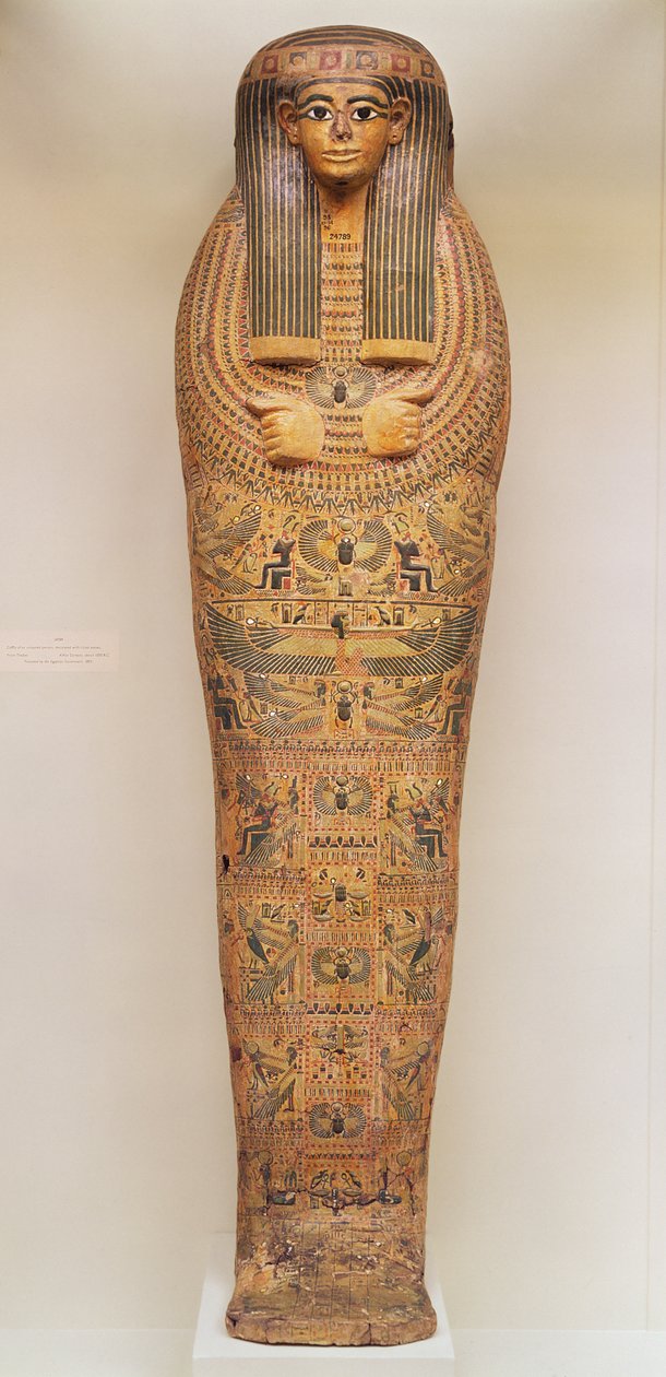 Egipska trumna bezimiennej osoby ozdobiona scenami rytualnymi, ok. 1050 pne (drewno) autorstwa Third Intermediate Period Egyptian