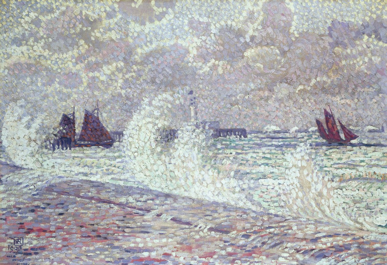 Morze podczas równonocy, Boulogne-sur-Mer, 1900 autorstwa Théo van Rysselberghe