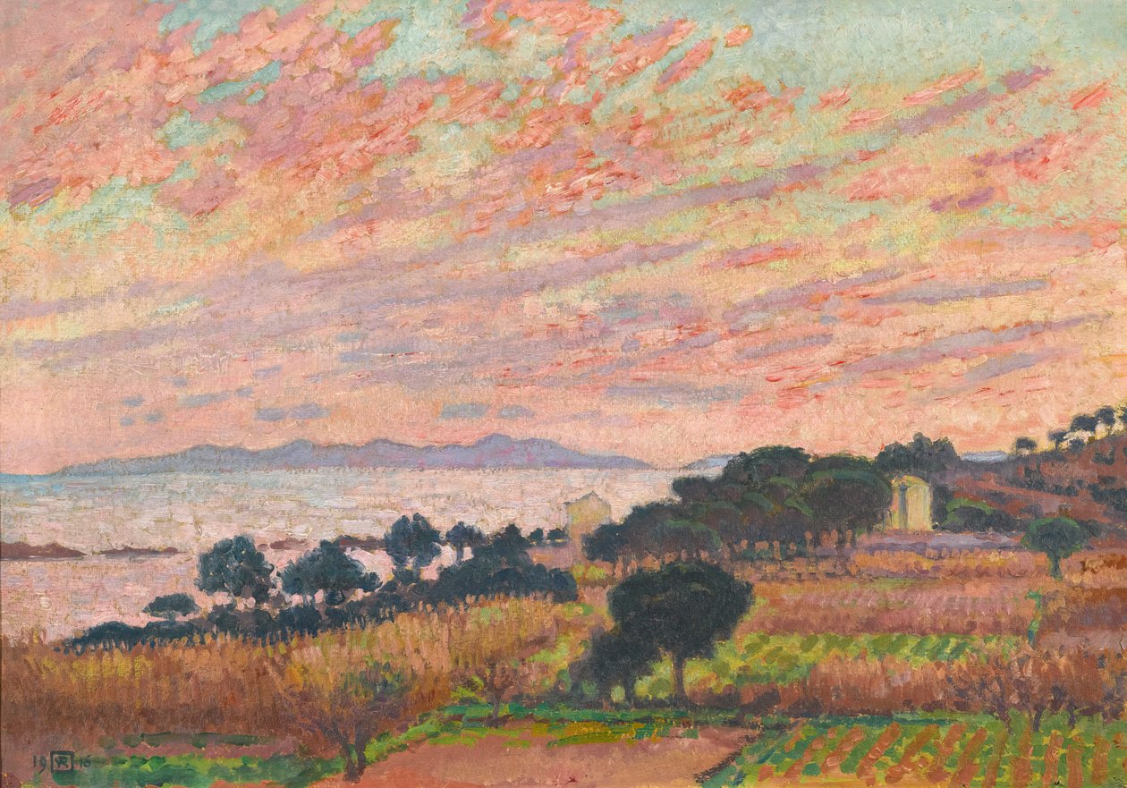 Zatoka o zachodzie słońca Saint Clair, 1916. autorstwa Théo van Rysselberghe