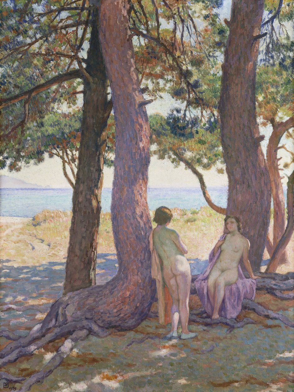 Dwa akty pod sosnami; Dwa akty pod sosnami, 1925 autorstwa Théo van Rysselberghe