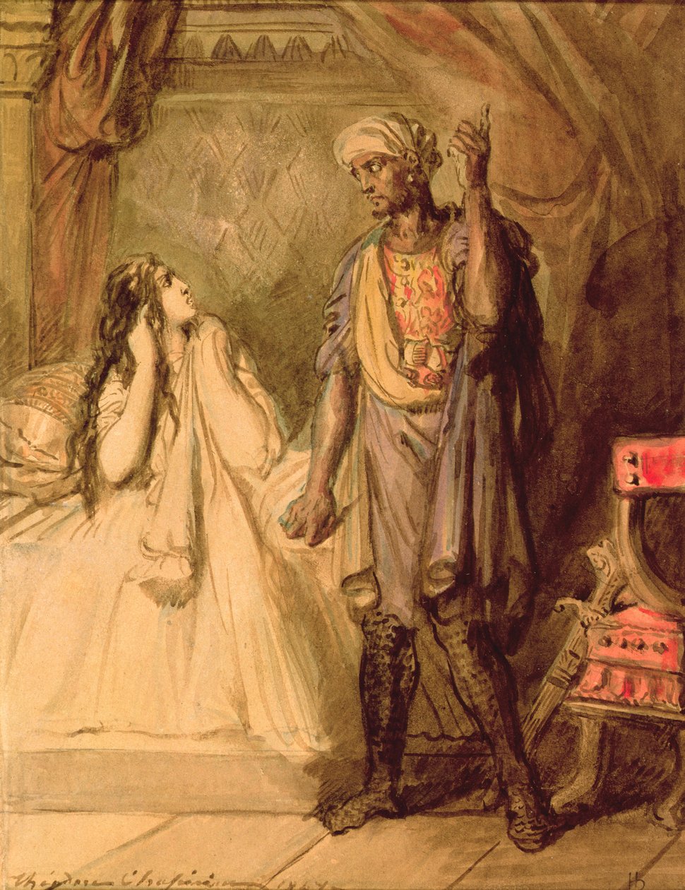 Desdemona i Otello, 1847 (gwasz) autorstwa Théodore Chassériau
