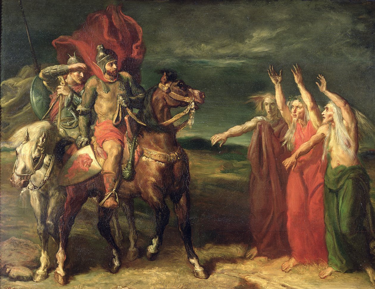 Makbet i trzy czarownice, 1855 autorstwa Théodore Chassériau