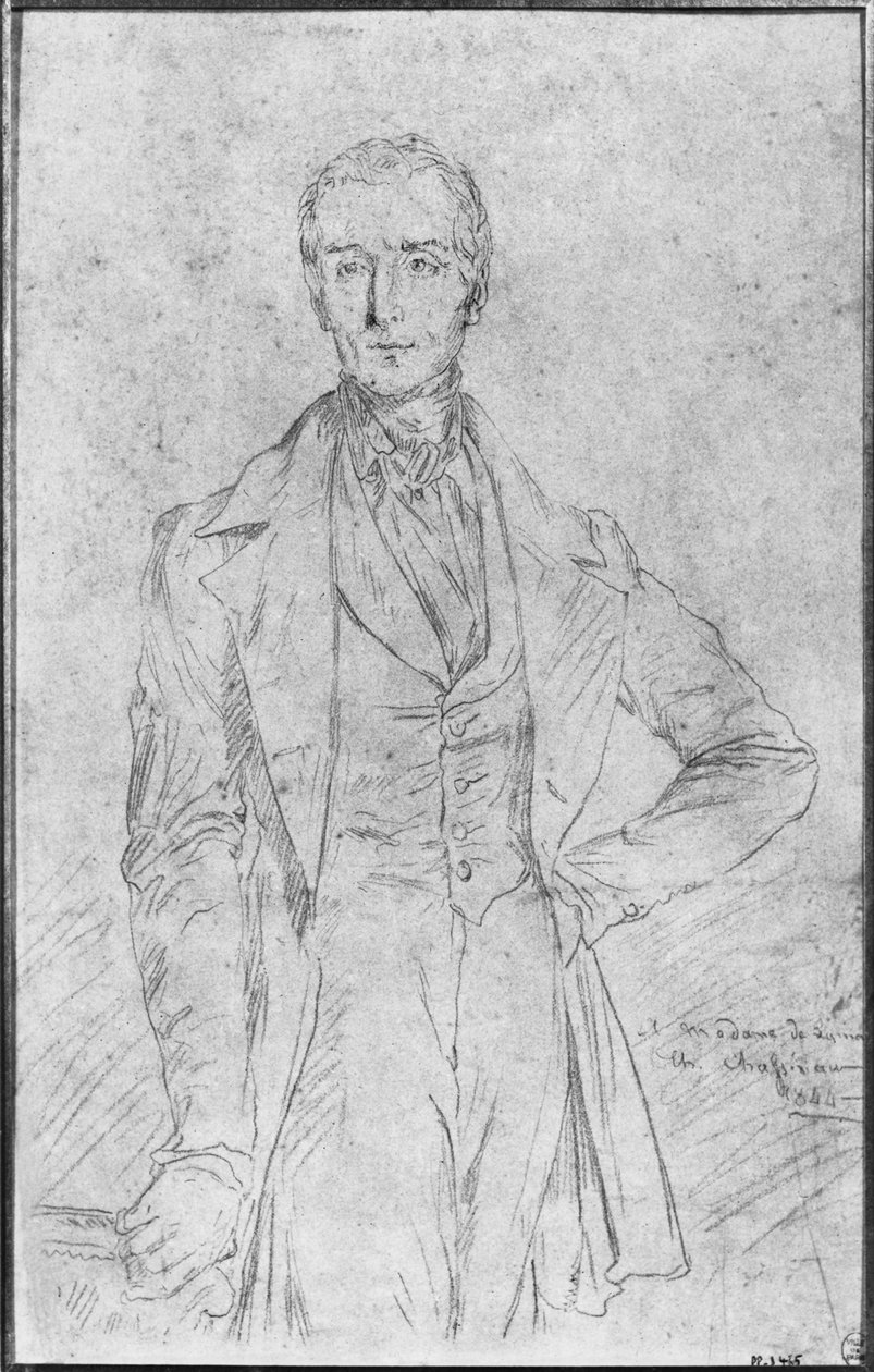 Portret Alfonsa de Lamartine, 1844 autorstwa Théodore Chassériau