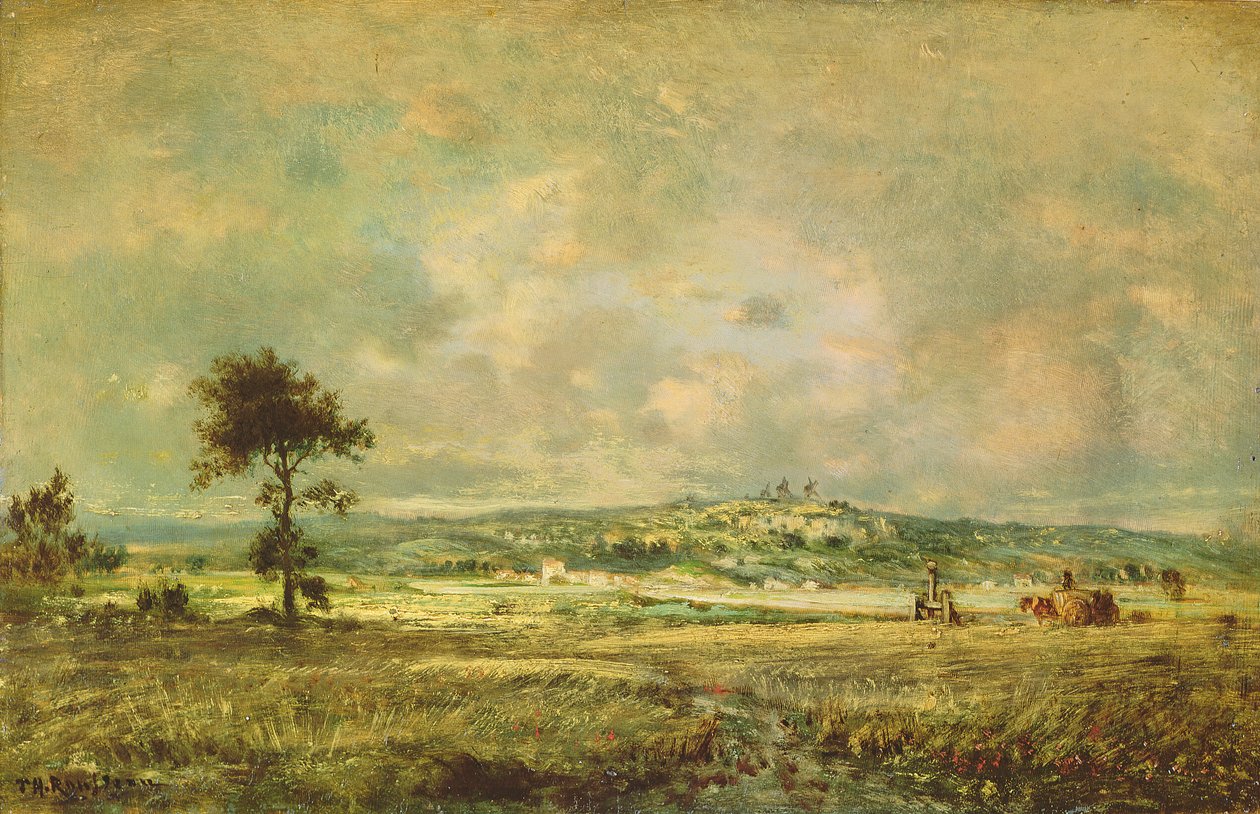 Skutki burzy, widok na równinę Montmartre autorstwa Pierre Etienne Theodore Rousseau