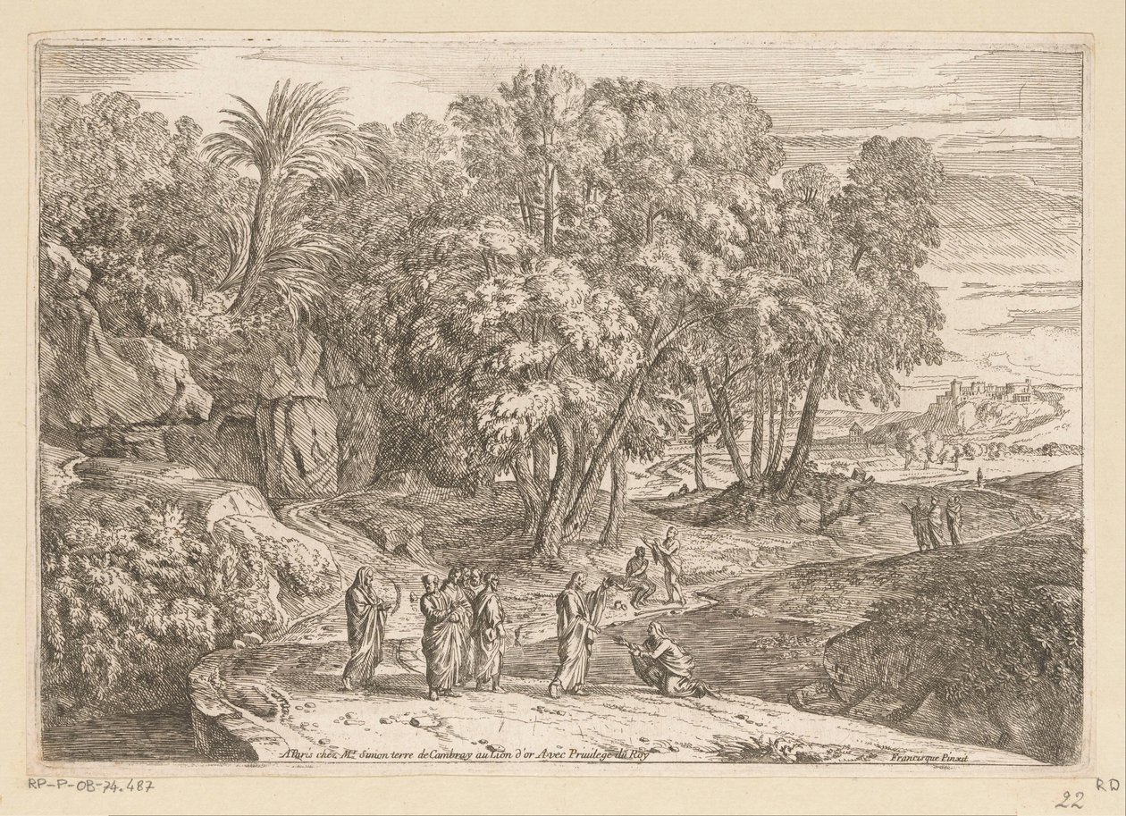 Arkadyjski pejzaż z Chrystusem i kobietą kananejską Suite de Paysages (tytuł serii) autorstwa Théodore