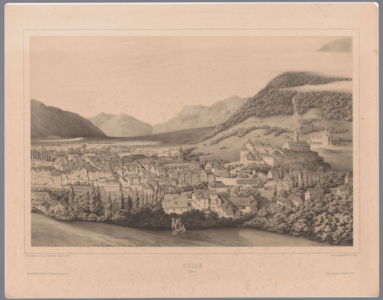 Widok Chur w Gryzonie Coire (Suisse) (tytuł na obiekcie) autorstwa Théodore Achille Louis Dumoncel