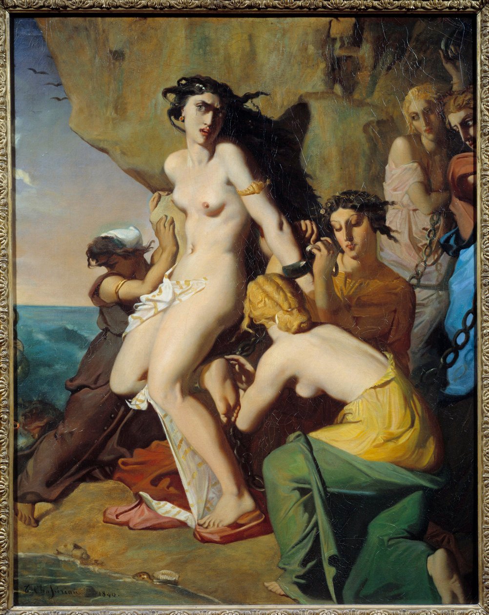 Andromeda przymocowana do skały przez Nereides, obraz Theodore Chasseriau (1819-1856) autorstwa Théodore Chassériau