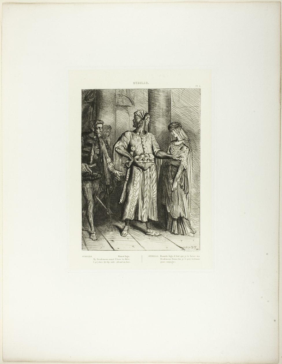 Uczciwy Iago, Desdemona Muszę Ci zostawić, płyta 4 (akt 1, scena 3), z Otella autorstwa Théodore Chassériau