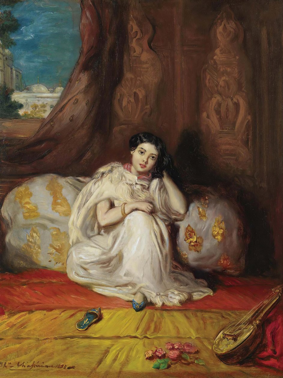 Młoda mauretańska dziewczyna, siedząca w bogatym wnętrzu Almée, 1853. autorstwa Théodore Chassériau