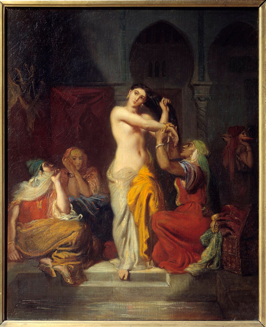 Mauretańska kobieta wychodząca z wanny Obraz Theodore Chasseriau (1819-1856) 1854 Strasburg, Musee des Beaux Arts autorstwa Théodore Chassériau