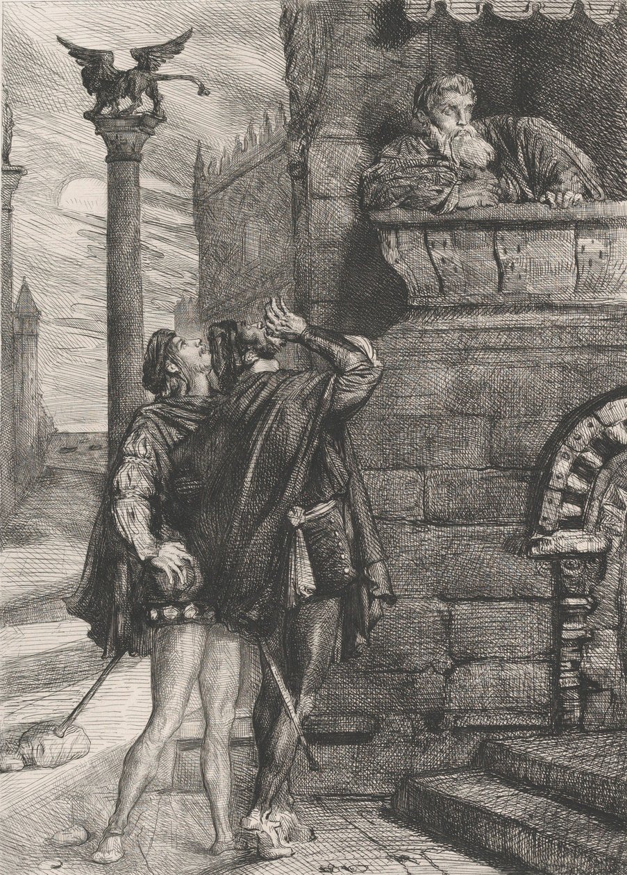 Obudź się! co tam! Brabancja! złodzieje! złodzieje!: tablica 1 z Aktu Otella 1, scena 1, 1844. autorstwa Théodore Chassériau