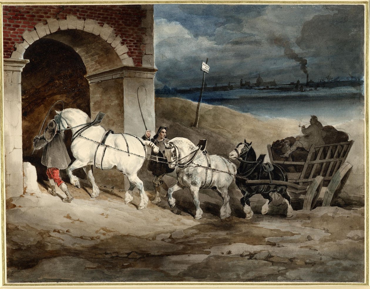 Géricault - Wagon z węglem lub rydwan, Route de Londres, ok. 1821, 1968.0210.28 autorstwa Theodore Gericault