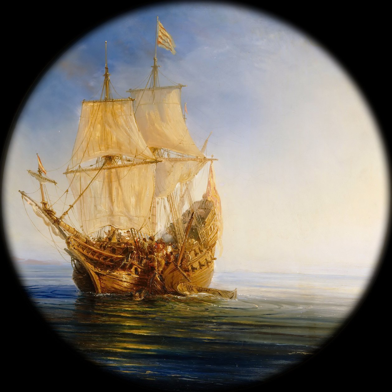 Galeon hiszpański zdobyty przez Pirata Pierre le Grand w pobliżu wybrzeża Hispanioli, w 1643 r autorstwa Jean Antoine Theodore Gudin