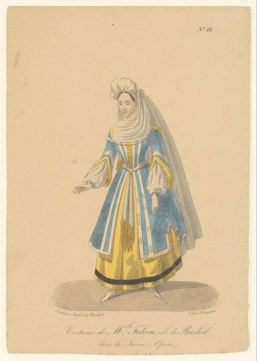 Cornélie Falcon in de rol van Rachel w de opera La Juive Kostium panny. Sokół, rola Rachel w La Juive (Opèra) (tytuł na obiekcie) Aktorzy, aktorki w operazangerkach w roli (tytuł serialu) autorstwa Théodore Lejeune