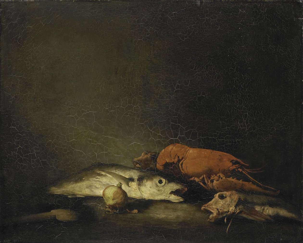 Martwa natura z rybą i homarem autorstwa Théodule Augustin Ribot